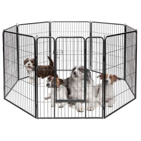 Dog Fence 48" H8 Metal Panel Heavy Duty Pet Playpen Dog Fence with Door