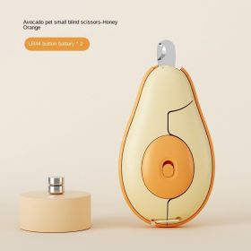Wholesale of pet nail clippers, pet nail clippers, dog nail clippers, nail sharpeners, LED lights, blood lines, one piece for distribution (colour: Avocado Small Blind Scissors - Honey Orange, Specifications: individual)