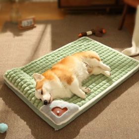 Pet Bed with Attached Pillow (Color: Green, size: L)